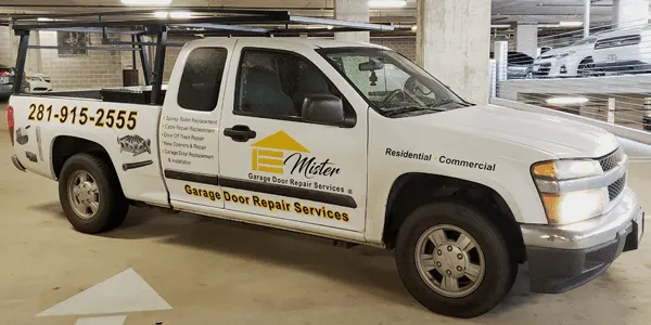 Mister Garage Door Repair service truck in Houston, Texas